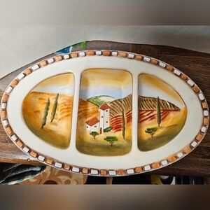 Vintage Clay Art "Vila de Sienna" Handpainted Serving Platter